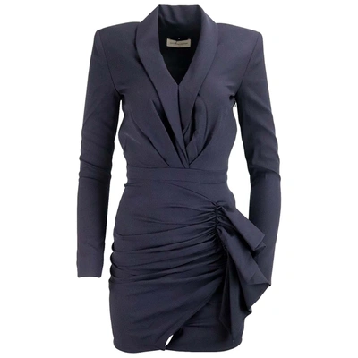 Pre-owned Alexandre Vauthier Wool Mini Dress In Blue
