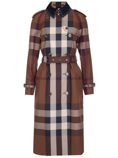 Burberry Vintage Check Double-breasted Trench Coat In Brown