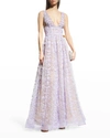 Bronx And Banco Megan V-neck Lace Maxi Dress In Lavender