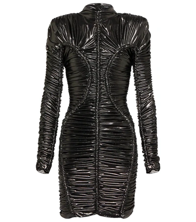 Balmain Metallic Ruched Detailing Short Dress In Noir/argent