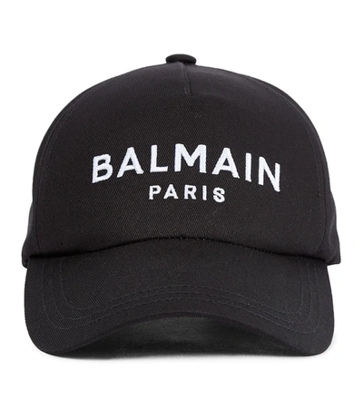 Balmain Logo Baseball Cap In Noir/blanc