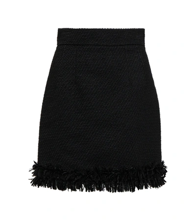 Dolce & Gabbana Paillette Fringe Boucle Mini Skirt In Black