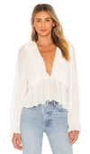 Free People Daia Ruffle Top In White