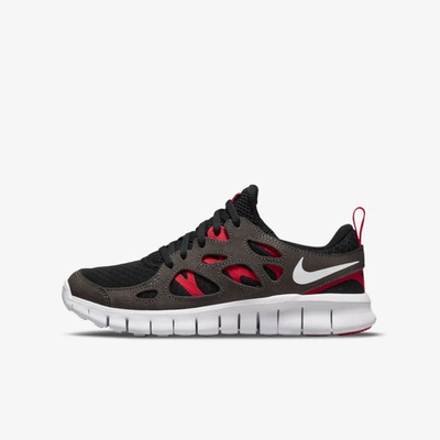Nike Free Run 2 Big Kids' Shoes In Black,siren Red,medium Ash,white