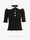 Vivetta Cotton Top With Contrasting Collar - Atterley In Black