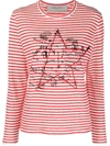 GOLDEN GOOSE STAR-PRINT STRIPED LONG-SLEEVED T-SHIRT