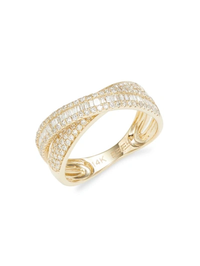 Effy Women's 14k Yellow Gold & Diamond Crossover Ring