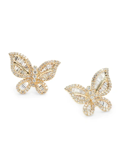 Effy Women's 14k Yellow Gold & Diamond Butterfly Earrings