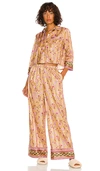 Free People Pajama Party Print Pajamas In Gold Combo