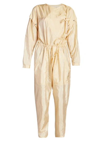 Isabel Marant Lympia Tapered-leg Ankle Silk Taffeta Jumpsuit In White