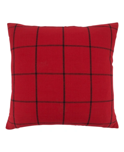 Saro Lifestyle Large Plaid Design Throw Pillow, 20" X 20" In Red