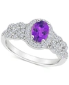 Macy's Rhodolite Garnett Blue Topaz (1 Ct. T.w.) & White Topaz (1/2 Ct. T.w.) Halo Braid Ring In Sterling S In Amethyst