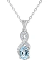 Macy's Rhodolite Garnet (1 Ct. T.w.) & White Topaz (1/7 Ct. T.w.) Looped 18" Pendant Necklace In Sterling S In Blue Topaz