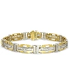 Macy's Men's Diamond Baguette & Round Link Bracelet (2-1/2 Ct. T.w.) In 10k Two-tone Gold In Gold