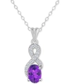Macy's Rhodolite Garnet (1 Ct. T.w.) & White Topaz (1/7 Ct. T.w.) Looped 18" Pendant Necklace In Sterling S In Amethyst