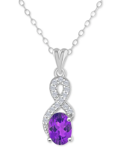 Macy's Rhodolite Garnet (1 Ct. T.w.) & White Topaz (1/7 Ct. T.w.) Looped 18" Pendant Necklace In Sterling S In Amethyst