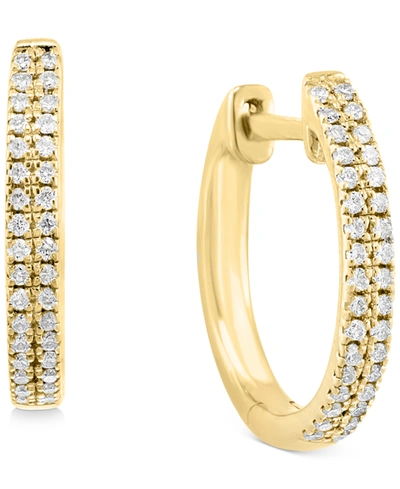 Effy Collection Effy Diamond Small Double Row Hoop Earrings (1/5 Ct. T.w.) In Sterling Silver Or 14k Gold-plated Ste In Gold-plated Sterling Silver