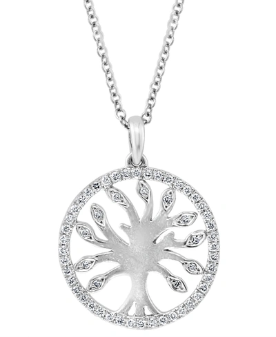Effy Collection Effy Diamond Tree 18" Pendant Necklace (1/4 Ct. T.w.) In Sterling Silver