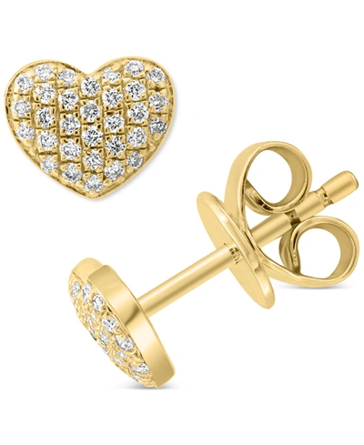 Effy Collection Effy Diamond Pave Heart Stud Earrings (1/5 Ct. T.w.) In Sterling Silver Or 14k Gold-plated Sterling In Gold-plated Sterling Silver