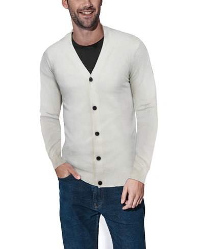X-ray Men's Basic Ribbed Cardigan In Off White