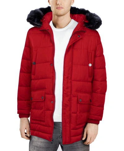 X-ray Faux Fur Ski Parka Jacket In Red