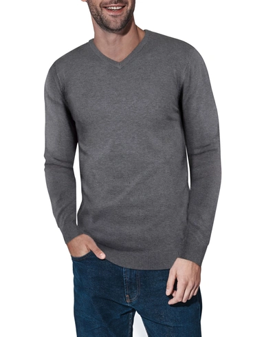X-ray Men's Basic V-neck Pullover Midweight Sweater In Charcoal