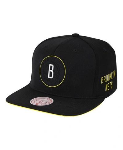 Mitchell & Ness Men's Black Brooklyn Nets Lightning Strike Snapback Adjustable Hat