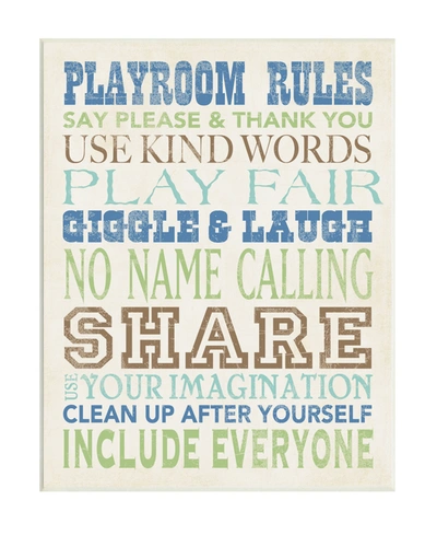 Stupell Industries Boys Playroom Rules Typography Wall Plaque Art, 13" X 19" In Multi-color