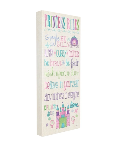 Stupell Industries Princess Rules Castle Typography Stretched Canvas Wall Art, 10" X 24" In Multi-color