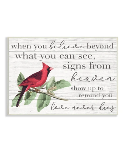 Stupell Industries Believe Love Never Dies Inspirational Cardinal Bird Word Design Wall Plaque Art, 10" X 15" In Multi-color