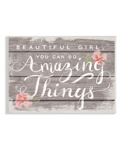 Stupell Industries Beautiful Girl Inspirational Kids Flower Word Design Wall Plaque Art, 10" X 15" In Multi-color
