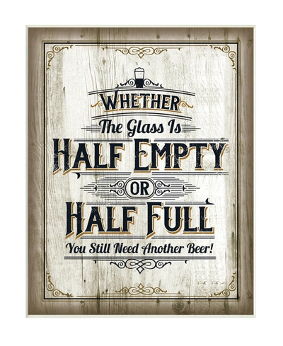 Stupell Industries Half Empty Beer Sign Bar Room Word Design Wall Plaque Art, 10" X 15" In Multi-color