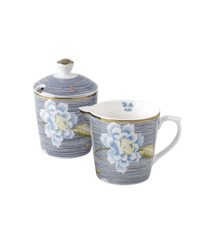 Laura Ashley Heritage Collectables Milk Jug And Sugar Bowl In Gift Box, Set Of 2 In White With Blue Stripes