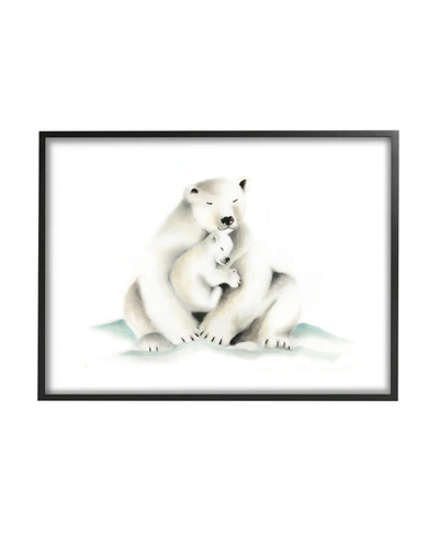Stupell Industries Cute Cartoon Baby Polar Bear Family Zoo Animal Painting Black Framed Giclee Texturized Art, 24" X 30 In Multi-color