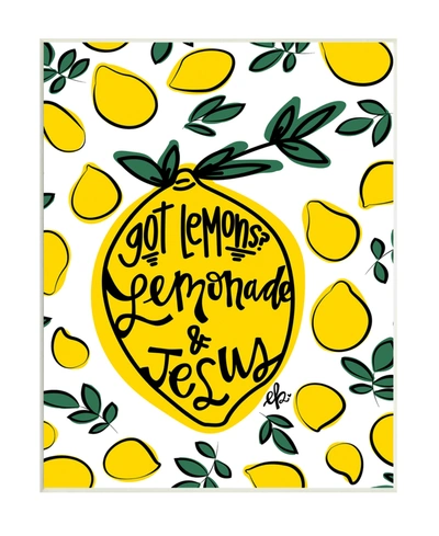 Stupell Industries Got Lemons Lemonade And Jesus Bright Yellow And Green Pattern Wall Plaque Art, 10" X 15" In Multi-color