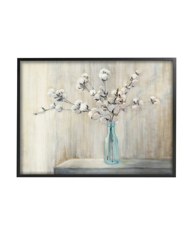 Stupell Industries Beautiful Cotton Flower Gray Brown Painting Black Framed Giclee Texturized Art, 11" X 14" In Multi-color