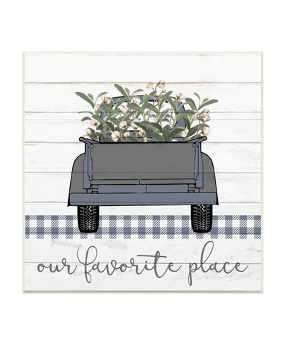 Stupell Industries Favorite Place Truck Wood Texture Blue Word Design Wall Plaque Art, 12" X 12" In Multi-color