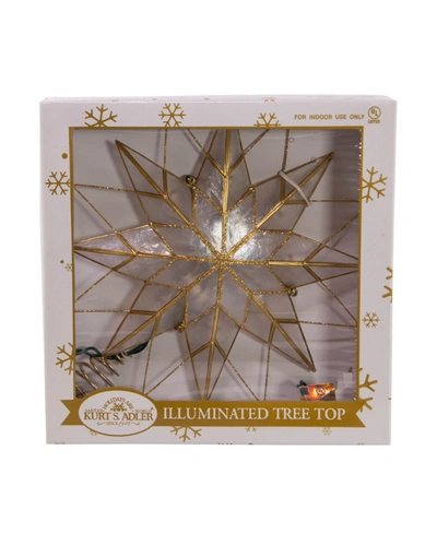 Kurt Adler 9.65" Ul 10-light 8-point Capiz Star Lighted Tree Topper In Gold-tone