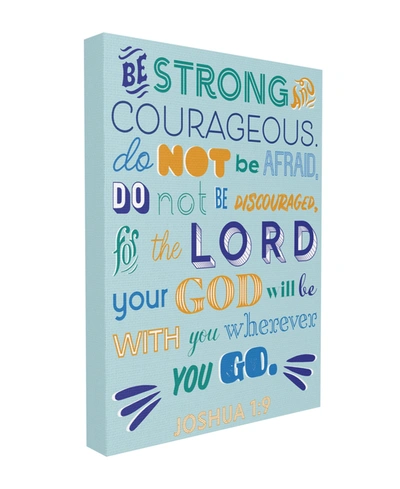 Stupell Industries Be Strong Religious Blue Orange Inspirational Word Design Stretched Canvas Wall Art, 16" X 20" In Multi-color