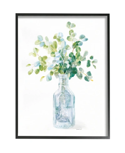 Stupell Industries Flower Jar Still Life Green Blue Painting Black Framed Giclee Texturized Art, 16" X 20" In Multi-color
