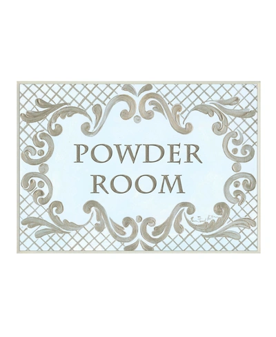 Stupell Industries Powder Room Aqua And Gold-tone Lattice Bathroom Wall Plaque Art, 10" X 15" In Multi-color