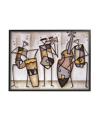 Stupell Industries Musical Trio Abstract Modern Painting Black Framed Giclee Texturized Art, 24" X 30" In Multi-color