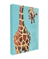 STUPELL INDUSTRIES CURIOUS UPSIDE DOWN GIRAFFE CHEWING LEAVES ON BLUE BACKGROUND STRETCHED CANVAS WALL ART, 16" X 20"
