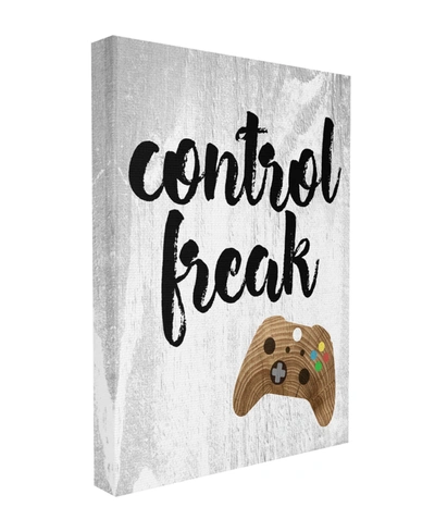 Stupell Industries Control Freak Wood Texture Sign With Video Game Controller Stretched Canvas Wall Art, 16" X 20" In Multi-color