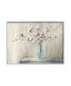 STUPELL INDUSTRIES BEAUTIFUL COTTON FLOWER GRAY BROWN PAINTING GRAY FARMHOUSE RUSTIC FRAMED GICLEE TEXTURIZED ART, 11" 
