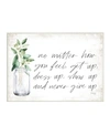 STUPELL INDUSTRIES NO MATTER HOW YOU FEEL NEVER GIVE UP INSPIRATIONAL PLANTS IN MASON JAR WALL PLAQUE ART, 10" X 15"