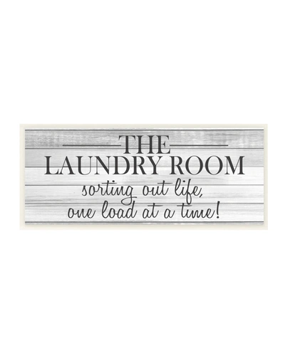 Stupell Industries Laundry Sorting Out Life Typography Black And White Planked Look Wall Plaque Art, 7" X 17" In Multi-color