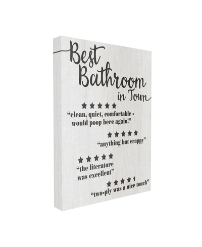 Stupell Industries Five Star Bathroom Funny Word Black And White Textured Design Stretched Canvas Wall Art, 16" X 20" In Multi-color