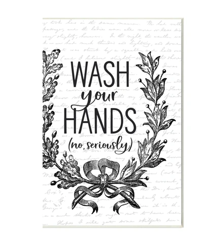 Stupell Industries Wash Your Hands Seriously Elegant Bathroom Word Design Wall Plaque Art, 10" X 15" In Multi-color