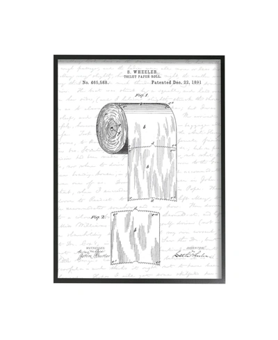 Stupell Industries Toilet Paper Roll Patent Black And White Bathroom Design Black Framed Giclee Texturized Art, 11" X 1 In Multi-color